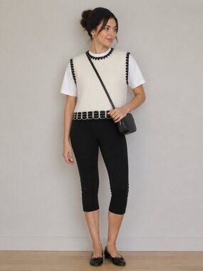 Vintage Black White knit vest Cropped (No Size) CBK Style Minimalist